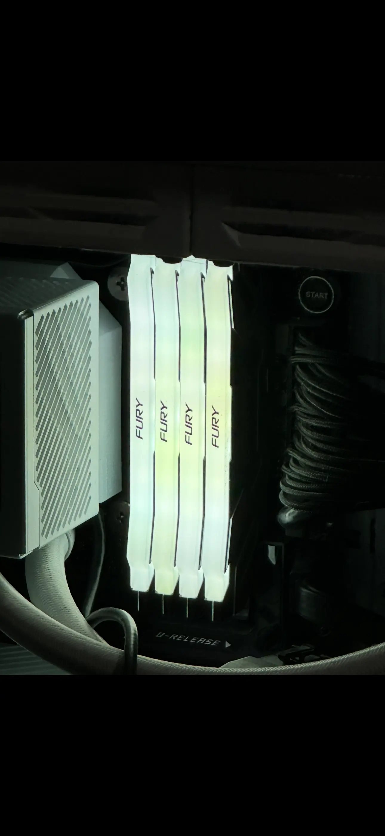 Before -- set to white, glowing yellow